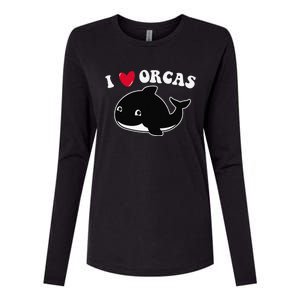 I LOVE ORCAS Heart Cute Baby Killer Whale Womens Cotton Relaxed Long Sleeve T-Shirt