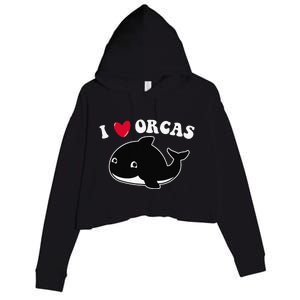 I LOVE ORCAS Heart Cute Baby Killer Whale Crop Fleece Hoodie