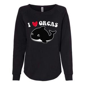 I LOVE ORCAS Heart Cute Baby Killer Whale Womens California Wash Sweatshirt