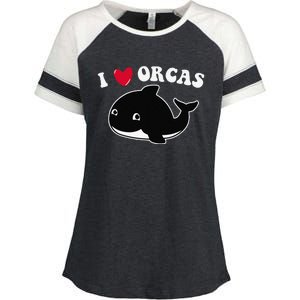 I LOVE ORCAS Heart Cute Baby Killer Whale Enza Ladies Jersey Colorblock Tee