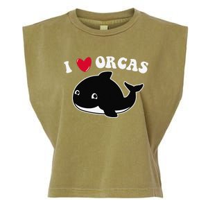 I LOVE ORCAS Heart Cute Baby Killer Whale Garment-Dyed Women's Muscle Tee