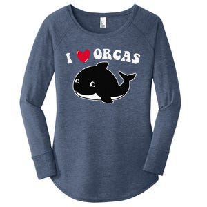 I LOVE ORCAS Heart Cute Baby Killer Whale Women's Perfect Tri Tunic Long Sleeve Shirt