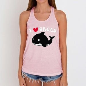 I LOVE ORCAS Heart Cute Baby Killer Whale Women's Knotted Racerback Tank