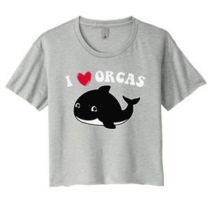 I LOVE ORCAS Heart Cute Baby Killer Whale Women's Crop Top Tee