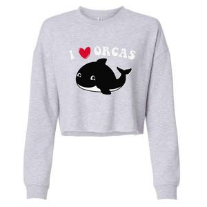 I LOVE ORCAS Heart Cute Baby Killer Whale Cropped Pullover Crew