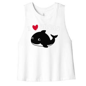 I LOVE ORCAS Heart Cute Baby Killer Whale Women's Racerback Cropped Tank