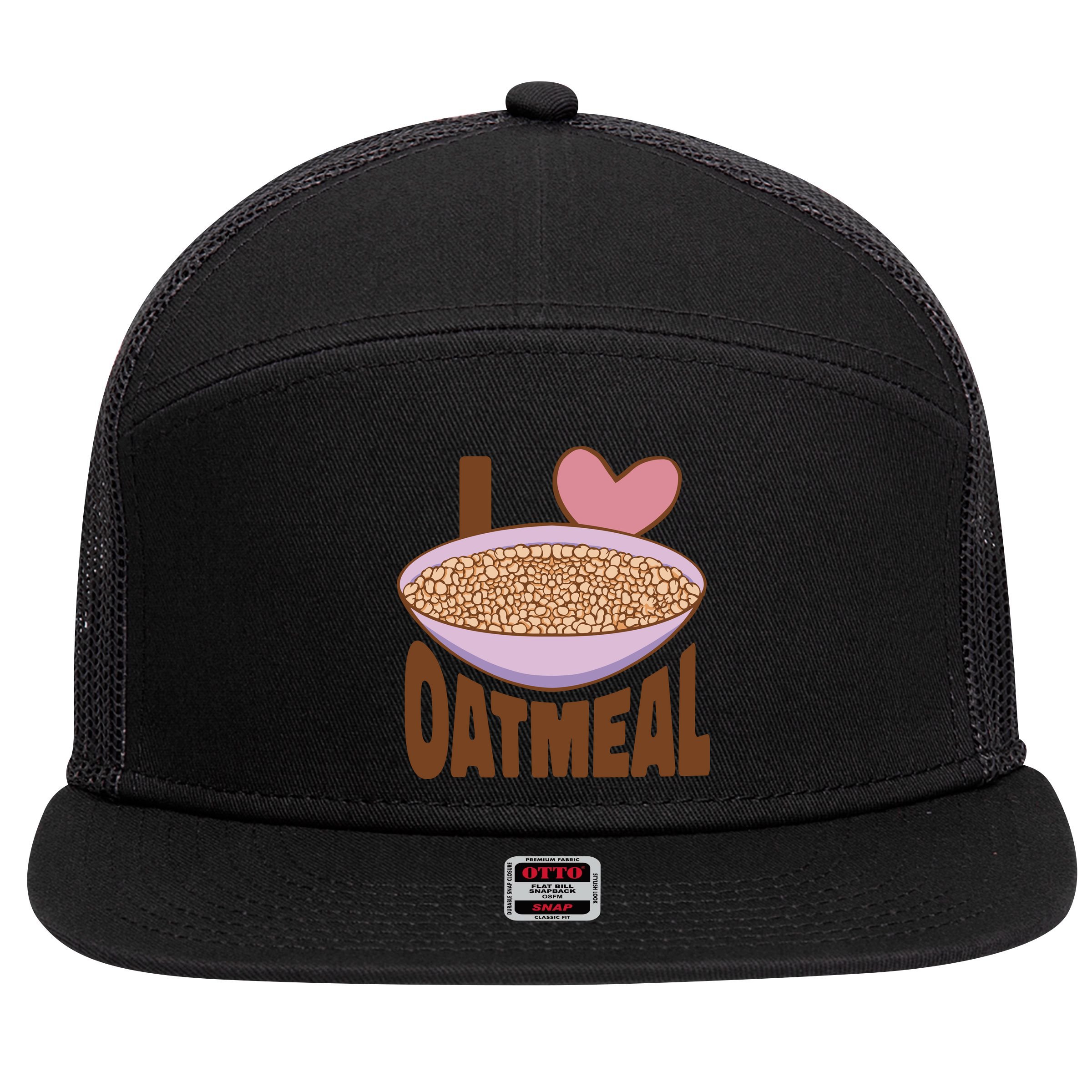 I Love Oatmeal 7 Panel Mesh Trucker Snapback Hat