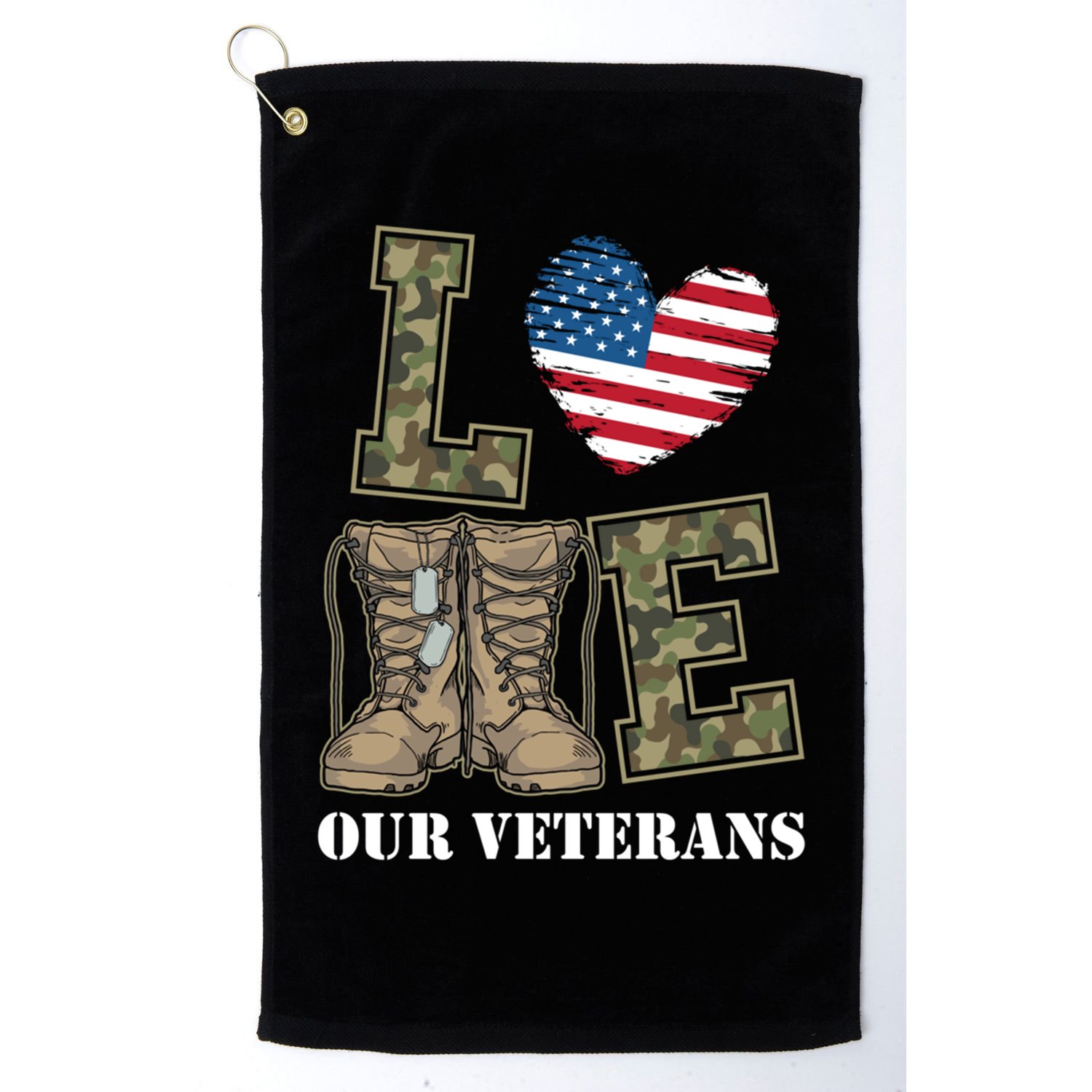 I Love Our American Military Veterans Gift Golf Towel
