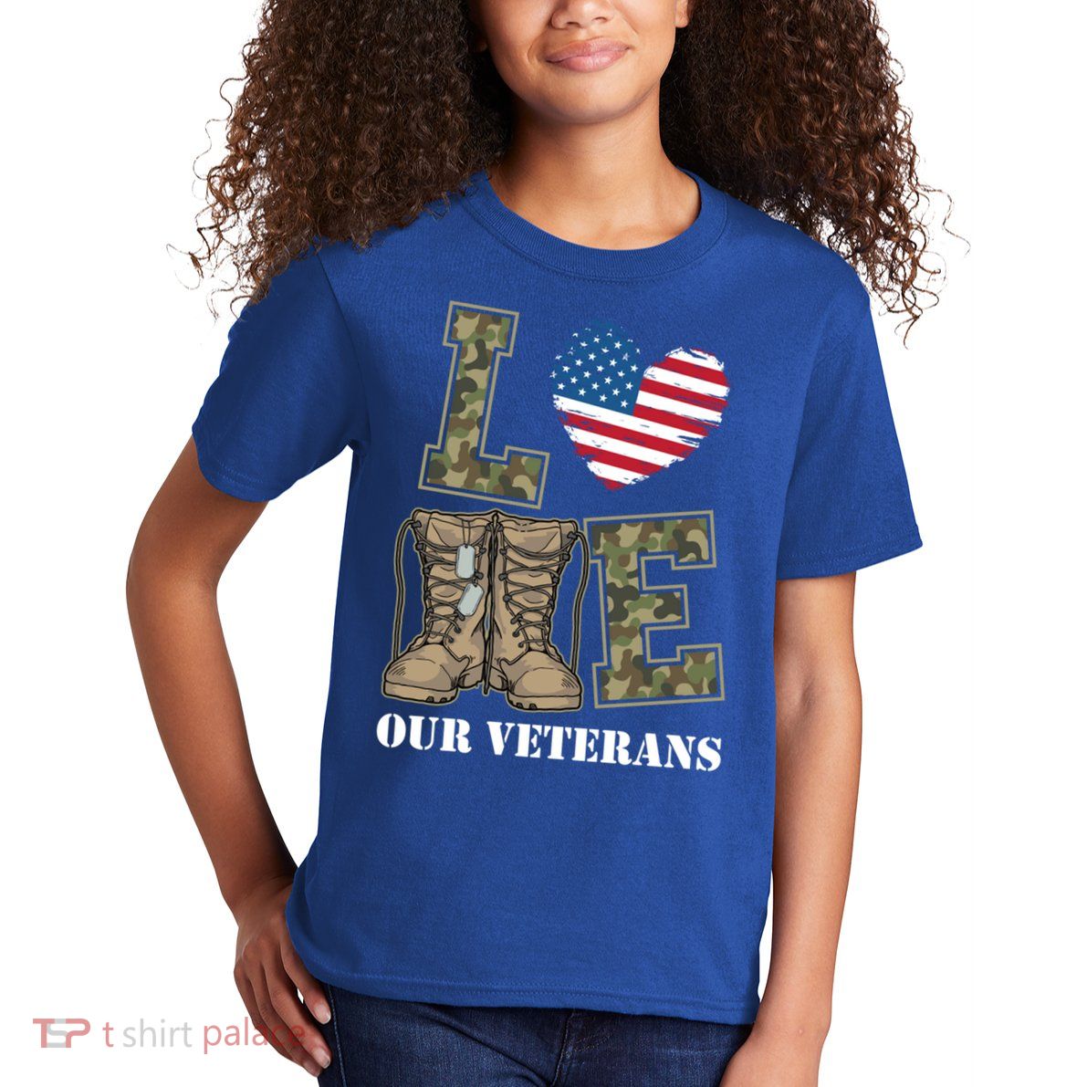 I Love Our American Military Veterans Gift Kids T-Shirt