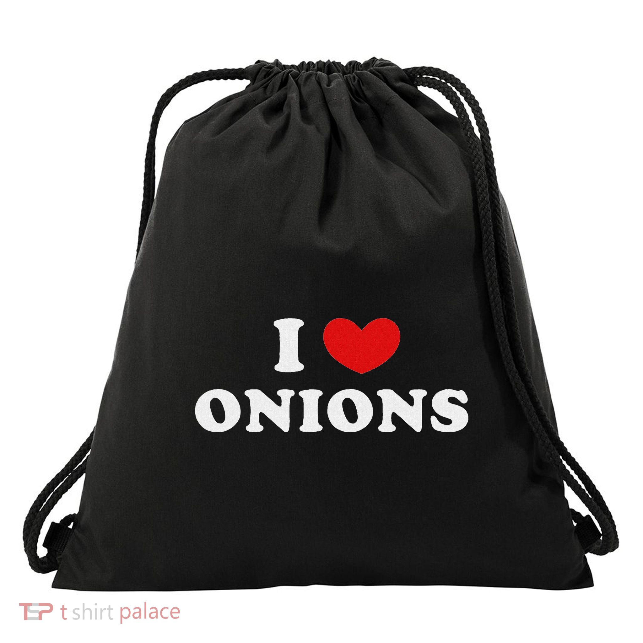 I Love Onions I Heart Onions Drawstring Bag