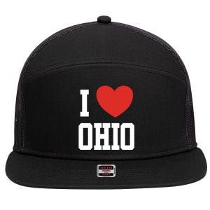 I Love Ohio Loveheart Usa State Cool Gift 7 Panel Mesh Trucker Snapback Hat