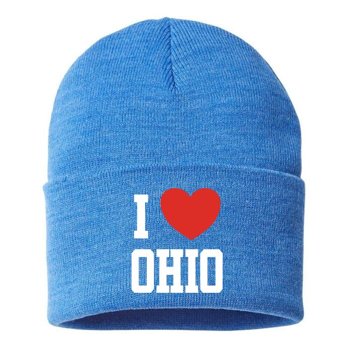 I Love Ohio Loveheart Usa State Cool Gift Sustainable Knit Beanie