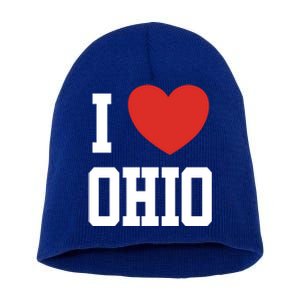 I Love Ohio Loveheart Usa State Cool Gift Short Acrylic Beanie