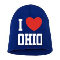 I Love Ohio Loveheart Usa State Cool Gift Short Acrylic Beanie