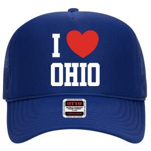 I Love Ohio Loveheart Usa State Cool Gift High Crown Mesh Back Trucker Hat