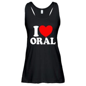 I Love Oral Red Heart Funny Adult Dirty Humor Ladies Essential Flowy Tank