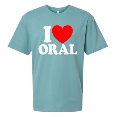 I Love Oral Red Heart Funny Adult Dirty Humor Sueded Cloud Jersey T-Shirt