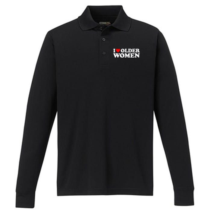 I Love Older Women Performance Long Sleeve Polo