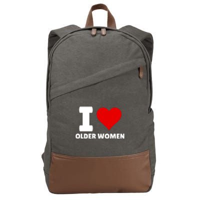 I Love Older Women I Heart Older Women Funny Sarcastic Humor Cotton Canvas Backpack