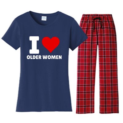 I Love Older Women I Heart Older Women Funny Sarcastic Humor Women's Flannel Pajama Set