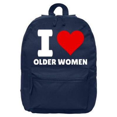 I Love Older Women I Heart Older Women Funny Sarcastic Humor 16 in Basic Backpack