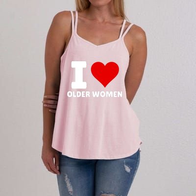 I Love Older Women I Heart Older Women Funny Sarcastic Humor Women's Strappy Tank