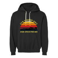 Its Lights Out And Away We Go Retro Sunset Formula Racing Garment-Dyed Fleece Hoodie