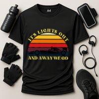 Its Lights Out And Away We Go Retro Sunset Formula Racing Cooling Performance Crew T-Shirt