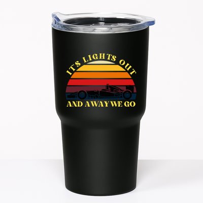 Its Lights Out And Away We Go Retro Sunset Formula Racing Tumbler