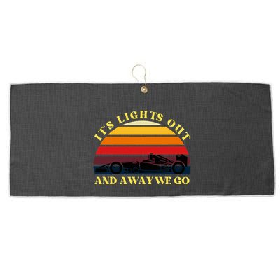 Its Lights Out And Away We Go Retro Sunset Formula Racing Large Microfiber Waffle Golf Towel