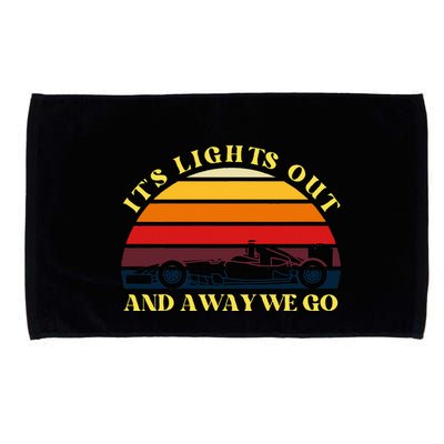 Its Lights Out And Away We Go Retro Sunset Formula Racing Microfiber Hand Towel