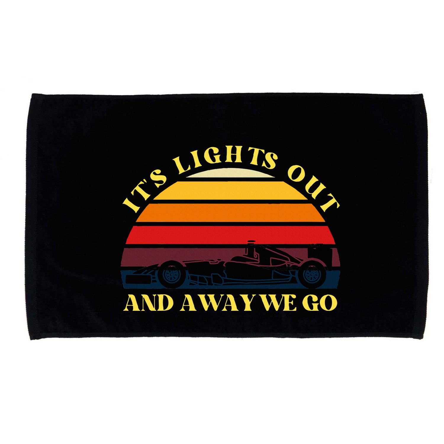 Its Lights Out And Away We Go Retro Sunset Formula Racing Microfiber Hand Towel