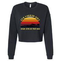Its Lights Out And Away We Go Retro Sunset Formula Racing Cropped Pullover Crew