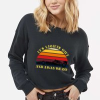Its Lights Out And Away We Go Retro Sunset Formula Racing Cropped Pullover Crew