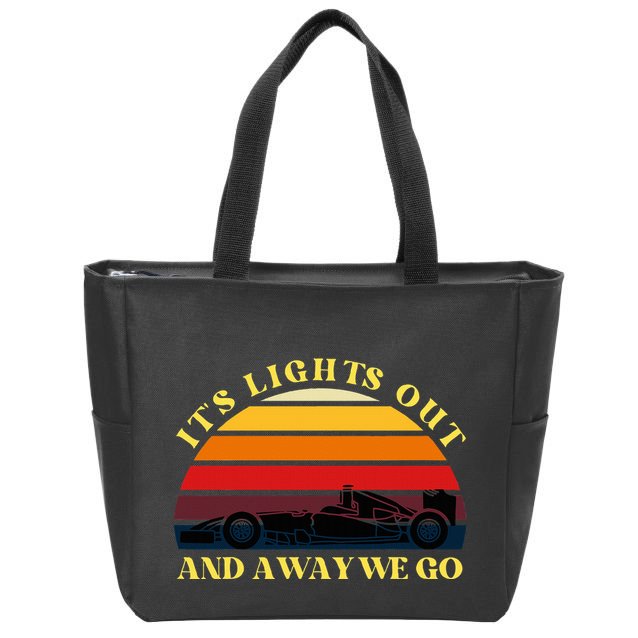 Its Lights Out And Away We Go Retro Sunset Formula Racing Zip Tote Bag