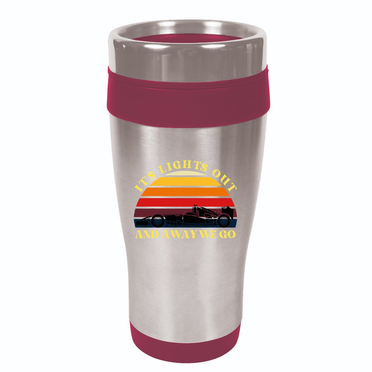 Its Lights Out And Away We Go Retro Sunset Formula Racing 16oz Travel Tumbler