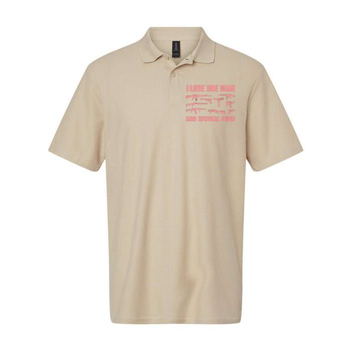 I Love One Man And Several Guns. Woman Guns And Guns Softstyle Adult Sport Polo