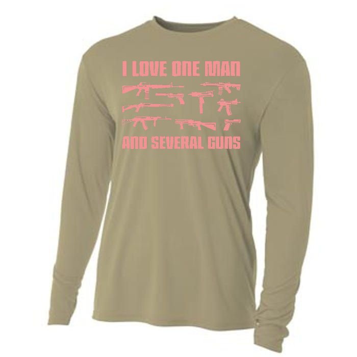 I Love One Man And Several Guns. Woman Guns And Guns Cooling Performance Long Sleeve Crew