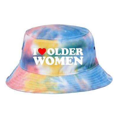 I Love Older Women I Heart Older Women Funny Valentines Day Tie Dye Newport Bucket Hat