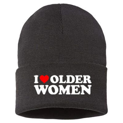 I Love Older Women I Heart Older Women Funny Valentines Day Sustainable Knit Beanie