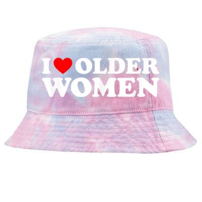 I Love Older Women I Heart Older Women Funny Valentines Day Tie-Dyed Bucket Hat