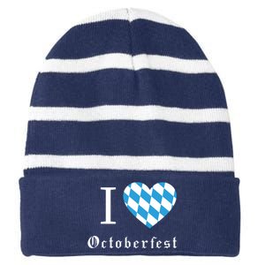 I Love Octoberfest Striped Beanie with Solid Band