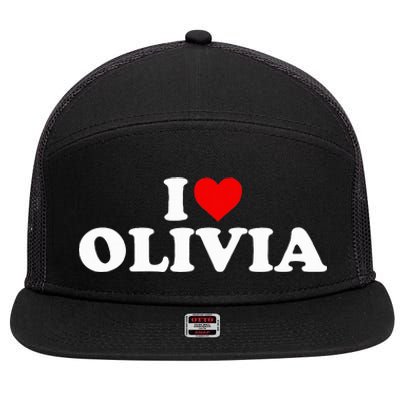 I Love Olivia - Heart  7 Panel Mesh Trucker Snapback Hat