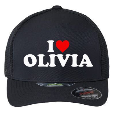 I Love Olivia - Heart  Flexfit Unipanel Trucker Cap