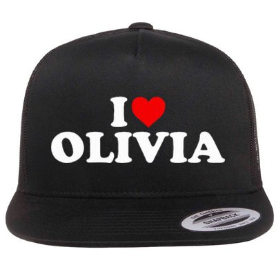 I Love Olivia - Heart  Flat Bill Trucker Hat