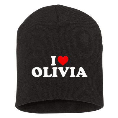 I Love Olivia - Heart  Short Acrylic Beanie