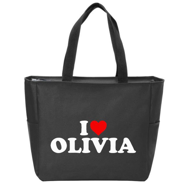 I Love Olivia - Heart  Zip Tote Bag