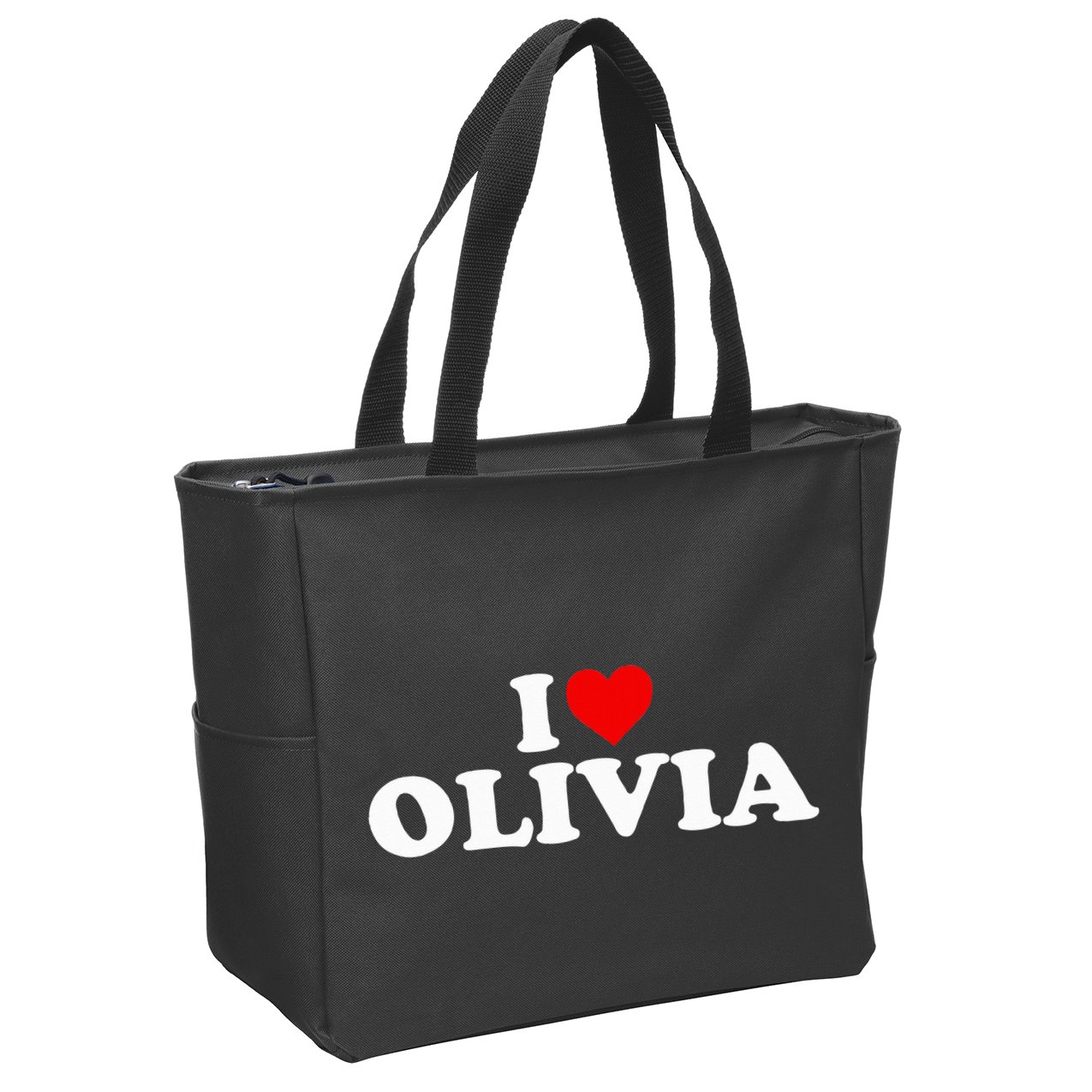 I Love Olivia - Heart  Zip Tote Bag