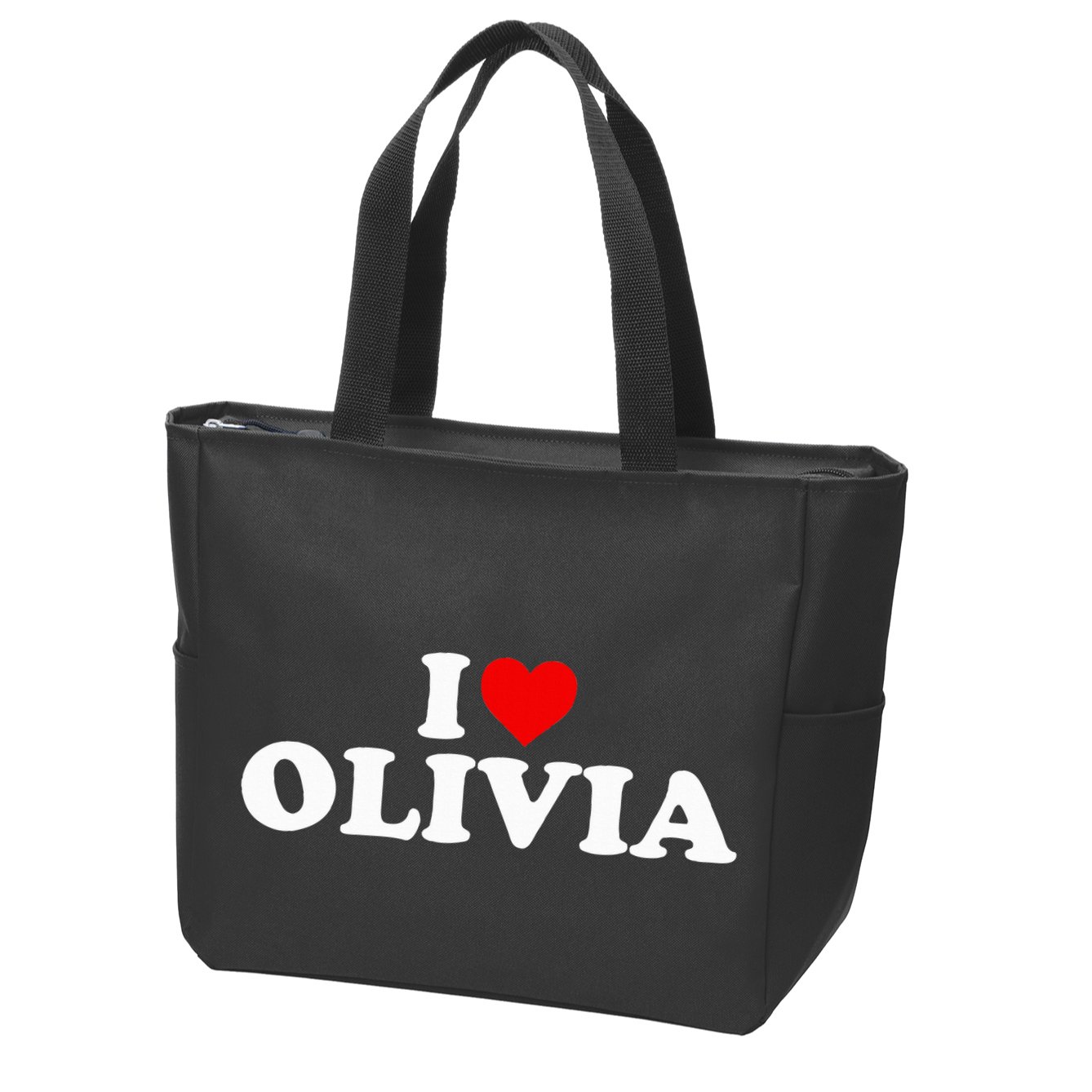 I Love Olivia - Heart  Zip Tote Bag