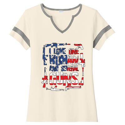 I Love One Woman And Several Guns Ladies Halftime Notch Neck Tee